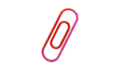 Obraz premium Glossy paperclip with red to pink gradient, isolated on transparent background