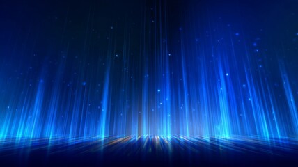 Futuristic blue gradient abstract background with glowing light rays, digital technology texture, and high-tech cg design for innovation and cyber concepts