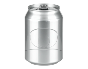 Shiny, metallic beverage container with a pull-tab top, on black background