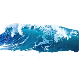 Dynamic, cresting ocean wave, isolated on black background