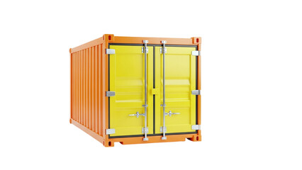3D Orange and Yellow Shipping Container on transparent background