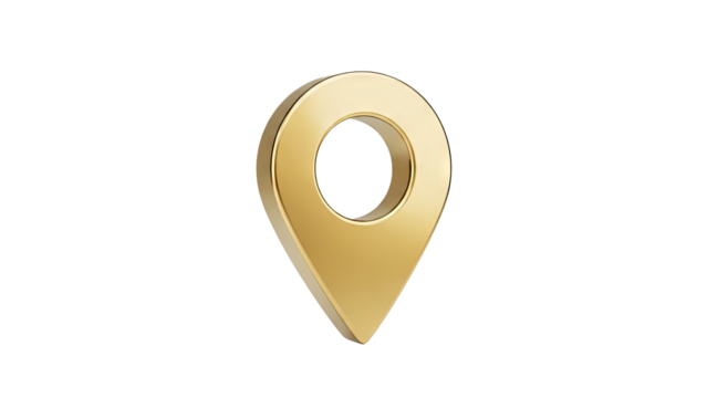 3D Golden Map Pin Icon on transparent background - Powered by Adobe