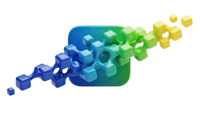 Abstract molecular structure with gradient colors on transparent background - Powered by Adobe