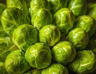 Fototapeta premium Close-up of vibrant green, small, layered vegetable orbs