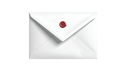 A close-up of a white envelope sealed with a red wax stamp