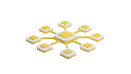 Connected nodes network diagram abstract concept on transparent background