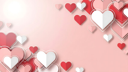 Beautiful Background of Pink and White Hearts for Valentine's Day and Romantic Themes