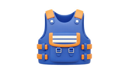 3D Stylized Blue and Orange Safety Vest Icon on transparent background