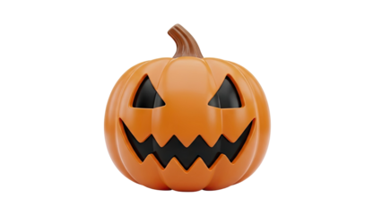 Scary Jack o'lantern face with triangular eyes and jagged mouth on transparent background