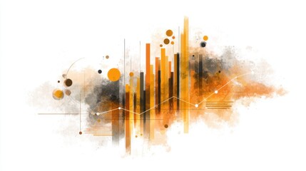 Abstract Colorful Chart with Gradients and Shapes Depicting Growth and Change in Business or Financial Concepts with Modern Design