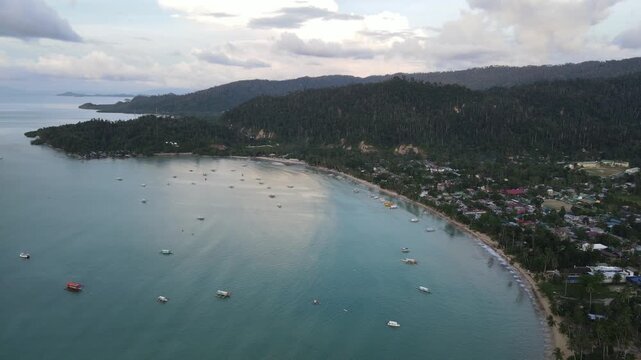 The aerial view of Port Barton in the Philippines