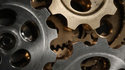 Interlocking Gears - A Close-Up of Mechanical Precision and Engineering.