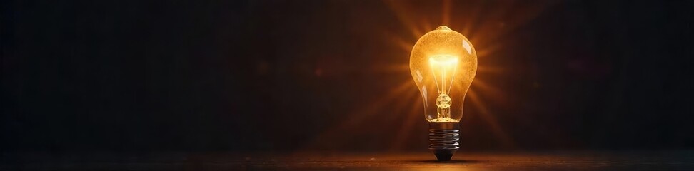A lightbulb glowing intensely against a dark background, radiating bright, innovative ideas Perfect for concepts of inspiration, creativity, and problem-solving , radiant, potential