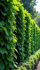 A dense, living wall of trees and shrubs, forming a natural barrier Perfect for landscaping, environmental protection, and privacy Offers a vibrant, textured backdrop , nature, leaves