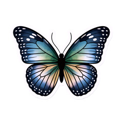 Graceful Gradient Butterfly Illustration, a Symbol of Nature's Delicate Beauty and Metamorphosis, with Vibrant Blue and Green Watercolor-Style Wings