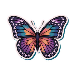 Vibrant Butterfly Sticker Design with Intricate Wing Patterns and Eye-Catching Color Palette