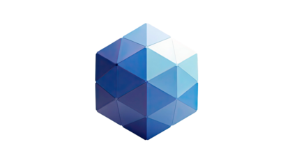 3D Geometric Sphere with Blue Gradient on transparent background