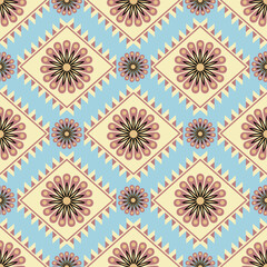 Seamless floral pattern collection featuring abstract botanical flowers and organic flowing shapes. Decorative repeating design with a modern vintage color palette, suitable for textile, fabric