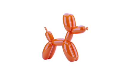 3D Orange Balloon Dog on transparent background