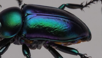 Iridescent Jewel Beetle Close-Up - A Stunning Display of Natures Artistry.