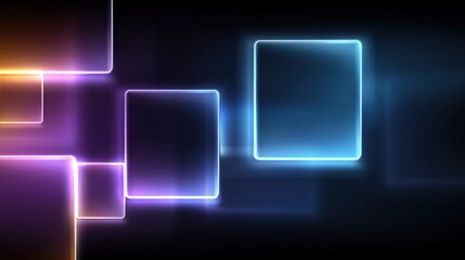 Abstract glowing rectangles in vibrant colors against a dark background, creating a futuristic atmosphere for design and technology themes