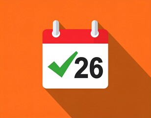 A calendar icon showing the 26th marked with a green check mark