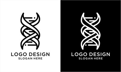 Obraz premium Minimalist DNA Double Helix Logo Design for Science and Technology.