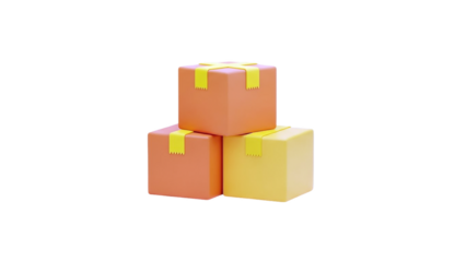 3D Stack of three 3D gift boxes on transparent background
