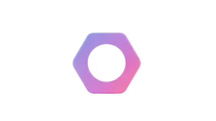 3D Hexagon with gradient pink and purple colors on transparent background