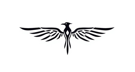 Obraz premium A black silhouette vector illustration of a flying stork carrying a baby, featuring elegant wings and a nature-inspired feather design perfect for a wildlife tattoo or peace symbol icon