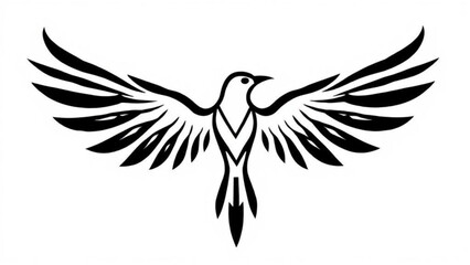 Obraz premium Black silhouette vector illustration of a wild eagle and a peaceful dove with flying wings as a nature tattoo symbol design