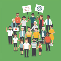 Diverse Group of People Holding Eco Friendly Signs