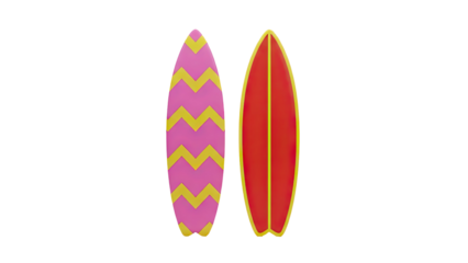 Two surfboards with colorful designs transparent background