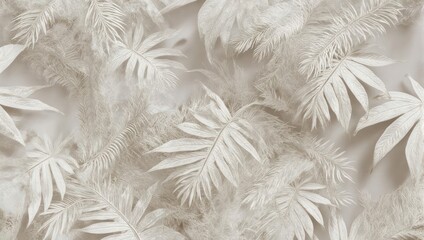 Delicate White Ferns - A Serene Botanical Pattern.