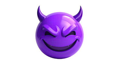 3D purple devil emoji with horns and a mischievous grin