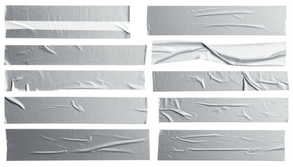 Rectangular strips of adhesive tape, various wrinkles and folds