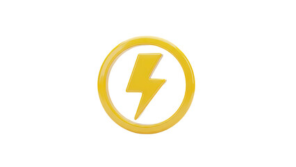 Yellow lightning bolt symbol in a circle icon on transparent background