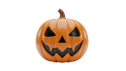 3D Scary Jack O Lantern Pumpkin Face on transparent background