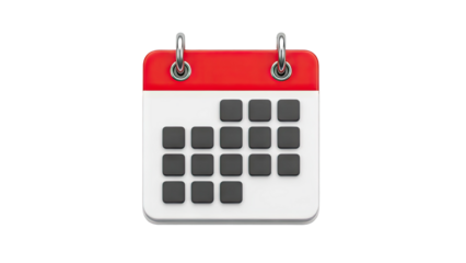 3D Calendar Icon 3D Render on transparent background