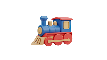 3D Toy Train on transparent background