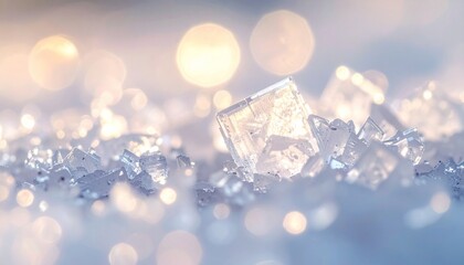 Close-up of glistening, crystalline structures with a soft, out-of-focus background glow