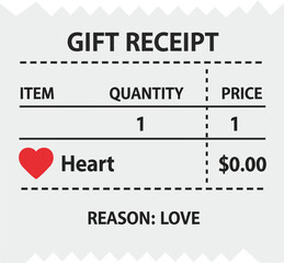 Love Gift Receipt Minimal Valentine Illustration Symbolic Romantic Concept