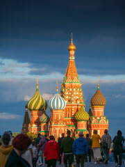 St. Basil's Cathedral at Red Square in Moscow, Russia at sunset