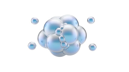 Cluster of iridescent bubbles on transparent background