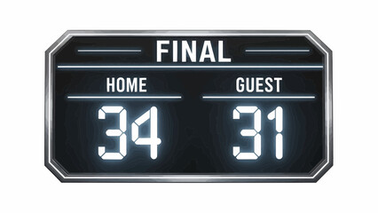 Digital Scoreboard Displaying Final Sports Game Result 34-31