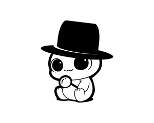 cute baby detective character logo