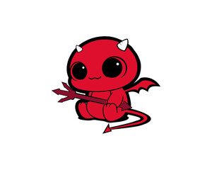 cute devil baby character logo