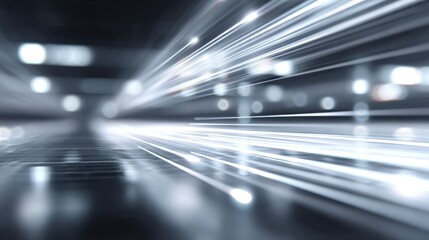 Abstract light trails with dynamic movement effects in a dark space creating an energetic and futuristic atmosphere for modern design concepts