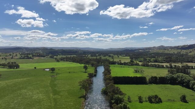 Aerial footage of Goulburn River Thornton Victoria Australia