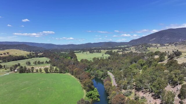 Aerial footage of Goulburn River Thornton Victoria Australia